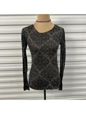 Y2k grunge sheer grey top